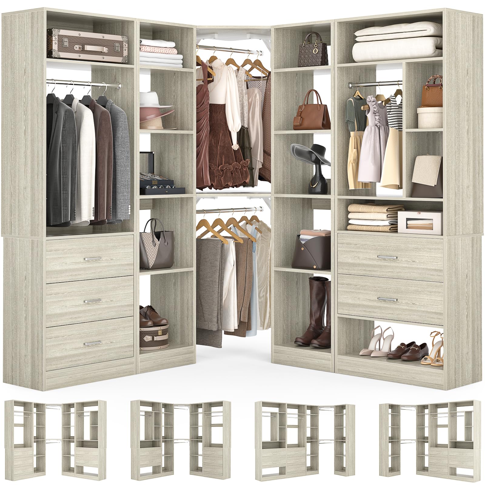 Lune's Closet NY様 Pure Sport ×50 Amazon.com: Besiost Corner Closet System with 5 Drawers, Closet